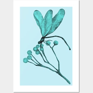 bright blue dragonfly Posters and Art